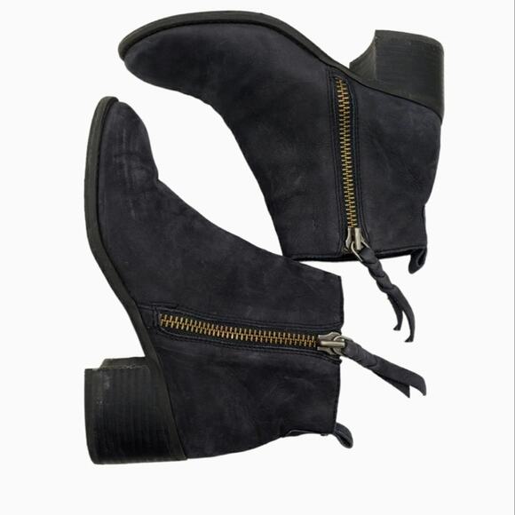 BP Ankle Boots Black Block Heel Braided Zipper - Picture 2 of 10